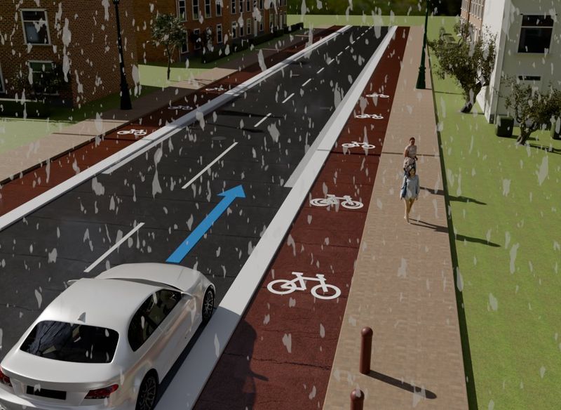 Verkeerssituatie in 3D bij vraag 5