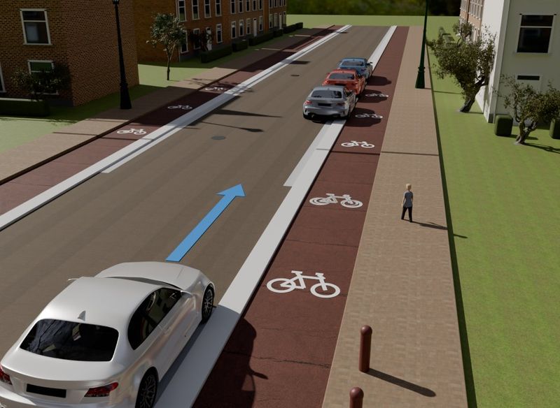 Verkeerssituatie in 3D bij vraag 18