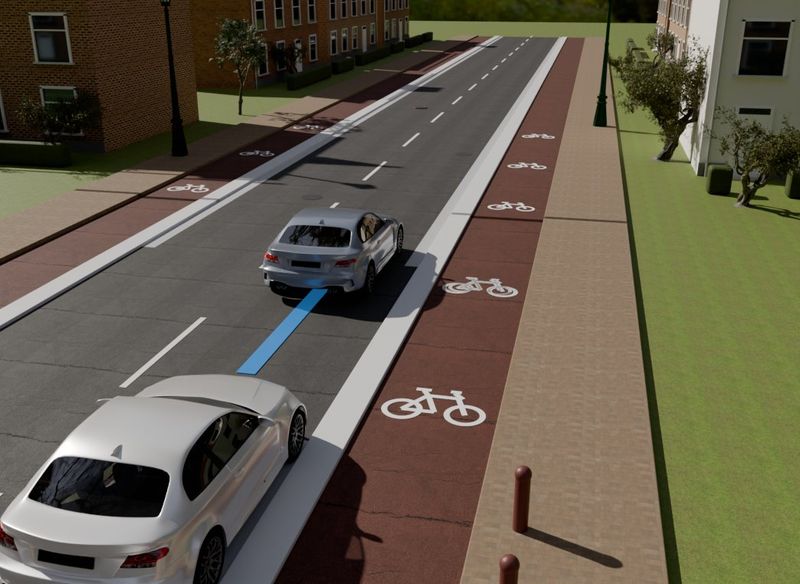 Verkeerssituatie in 3D bij vraag 7