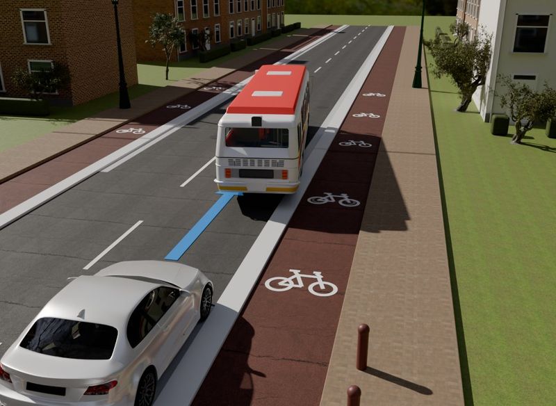 Verkeerssituatie in 3D bij vraag 8