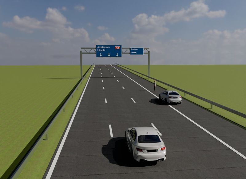 Verkeerssituatie in 3D bij vraag 16