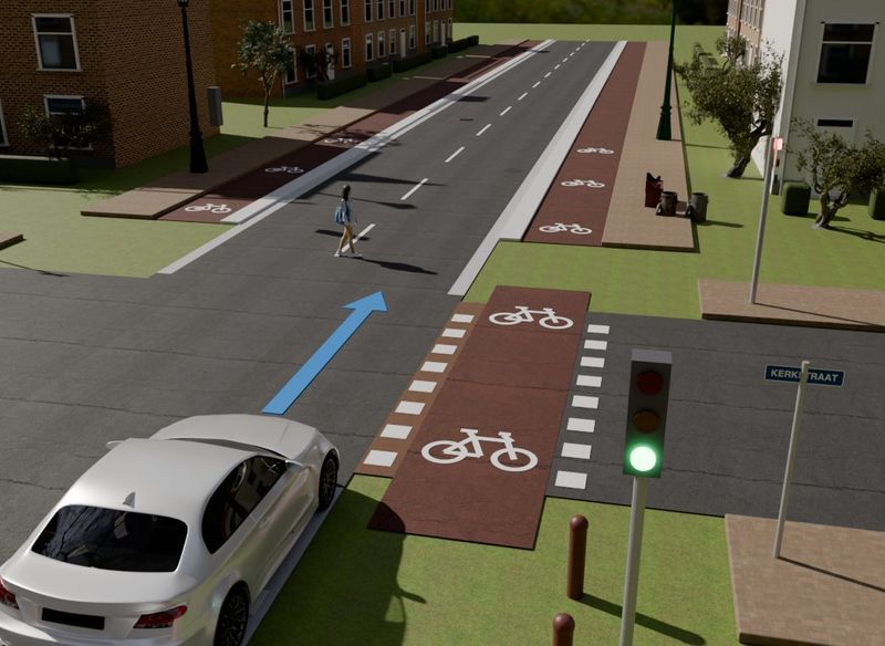 Verkeerssituatie in 3D bij vraag 1