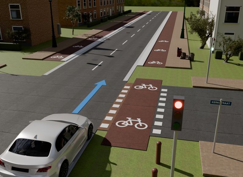 Verkeerssituatie in 3D bij vraag 2