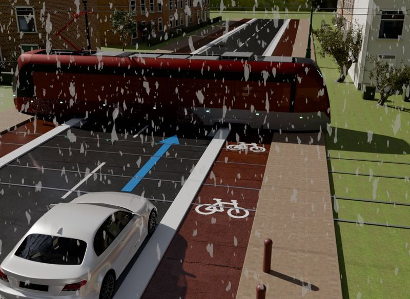 Verkeerssituatie in 3D bij vraag 11