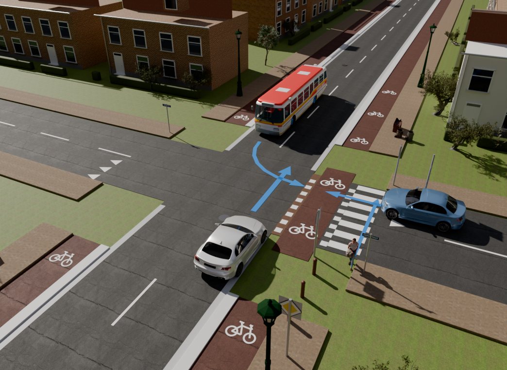 Sleepvraag met bus en fietser